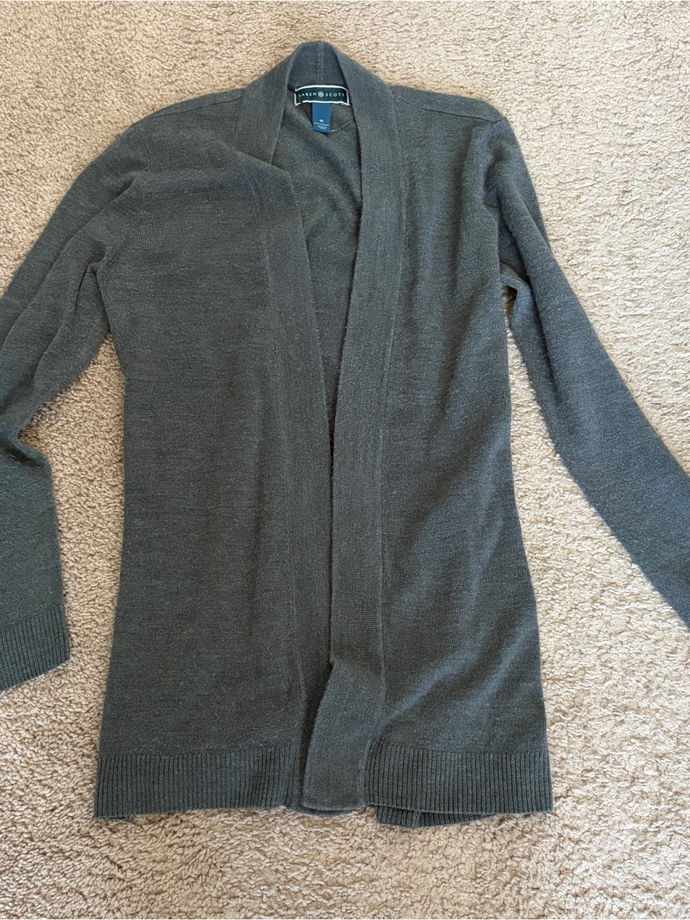 Karen Scott Grey Open-Front Women's Cardigan